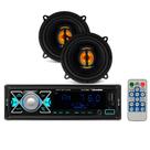 COMP Kit Par de Alto Falantes 5" 110W + Rádio Bluetooth c/ Controle Remoto