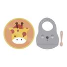 COMP Kit Prato Infantil Baby Friends + Babador e Colher Tramontina