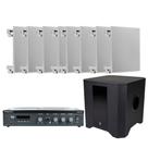 COMP Kit Som Ambiente Livraria entre 100m2 e 200m2 Subwoofer + 8 Caixas de Som + Amplificador