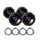 COMP Kit Som Automotivo 4 Alto Falantes 6" 4 x 50W RMS 4 Ohms + 4 Aros Adaptação Hb20 Etios Corolla