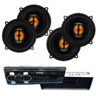 COMP Kit Som Automotivo com Rádio H-Tech HT-1023 + 2 Pares de Alto-Falantes Leson JB5 Flex 5" 110W