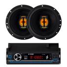 COMP Kit Som Automotivo Leson JB6 Flex 6” + Rádio Bluetooth com Suporte p/ Celular H-Tech HT-1200