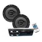 COMP Kit Som Automotivo: Rádio BT 1 Din c/ Controle Remoto + Par de Alto Falantes 6" Pol Leson COMP Kit Som Automotivo: Rádio BT 1 Din c/ Controle Remoto + Par de Alto Falantes 6" Pol Leson