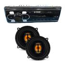 COMP Kit Som: Rádio de Carro 1Din Bluetooth com Controle + Par de Alto Falantes 5"