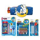 COMP Kit Sonic: Lápis de Cor 12 Cores + Borracha Retrátil + Estojo c/ Patch + Giz de Cera 12 Cores