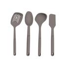 COMP Kit Utensílios Silicone Tramontina Softta Cinza Escumadeira, Colher, Concha e Espátula