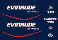 Compatível Adesivo Motor Evinrude 115 E-TEC Capô Azul Compatível Adesivo Motor Evinrude 115 E-TEC Capô Azul