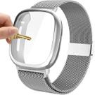 Compatível com 3 pulseiras Fitbit Sense/Versa, pulseira de substituição de malha de metal de aço inoxidável Versa3 com capa protetora compatível com relógio Fitbit Sense/Versa 3