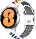 Compatível com Samsung Galaxy Watch 4/Active 2 Bandas 40 mm 44 mm, 20 mm Pulseira de Silicone Respirável para Galaxy Watch 4 Classic 42 mm 46 mm/Relógio 3 41 mm/Relógio Galaxy 42 mm Mulheres Homens, Arco-íris Branco Pequeno