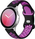 Compatível com Samsung Galaxy Watch 4 Band 40 mm 44 mm, 20 mm Pulseira de silicone respirável para Galaxy Active 2/Watch 3 41mm/Galaxy Watch 42 mm/Gear S2 Classic/Gear Sport Women Men, preto/roxo pequeno