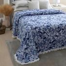 COMPETINDO Colcha Chenille Jolitex Valentina Azul Casal 2,20x2,40m Florido