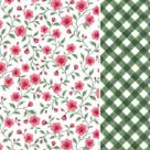 Composê Tecido Tricoline Floral Florença Rosa/Verde cor 04 x Xadrez Carrara Verde cor 04