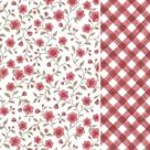 Composê Tecido Tricoline Floral Florença Rose cor 03 x Xadrez Carrara Rose cor 03