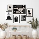 Composição 6 Quadros Abstratos- Formas Preto E Branco Composição 6 Quadros Abstratos- Formas Preto E Branco