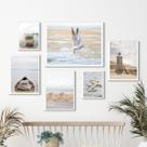 Composição 6 Quadros Praia- Fotos Branco E Bege Composição 6 Quadros Praia- Fotos Branco E Bege