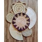 Composição De Parede Palha Natural Souplat Leques Boho Marrom