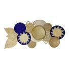 Composição de Parede Vivi's Decoração Azul Boho Palha Natural Cestos Leques Mandalas