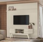 Composição New Laguna Painel Frisado com Bancada Retô P/ TV até 75'' - Calacata/Off White Madetec