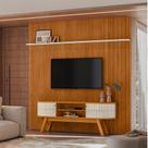 Composição New Laguna Painel Frisado com Bancada Retô P/ TV até 75'' - Cinamomo/Off White Madetec