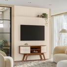 Composição Sala de Estar New Silverstone com Painel e Bancada 179m - Naturale/Off White Madetec