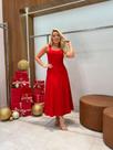 Compre Vestido viscose e linho vermelho Ganhe uma bolsa