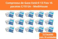 Compressa de Gaze Estéril 13 Fios 15 pacotes C/10 Un - MediHouse