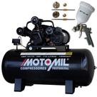 Compressor 15 Pés 3 HP 175L 3 Pistões CMW Motor Mono MOTOMIL + Pistola de Pintura