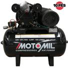 Compressor de Ar 10 Pés 2,0 HP 100 Litros 2 Pistões CMV-10PL100A Profissional MOTOMIL Compressor de Ar 10 Pés 2,0 HP 100 Litros 2 Pistões CMV-10PL100A Profissional MOTOMIL