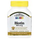 Comprimidos de Biotina 21st Century 800 mcg 110 unidades, pacote com 3