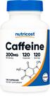 Comprimidos de cafeína Nutricost 200 mg 120 cápsulas sem glúten