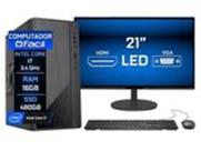 Computador Completo Clique PC Intel Core I7 3.4GHz 16GB SSD 480GB Monitor 21" HDMI LED Windows 11