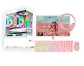 Computador CPU PC Gamer Completo Branco Intel Core i5 Memoria Ram 16GB SSD 240GB Monitor Kit Gamer Rosa