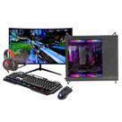 Computador Gamer Intel i9 11ª 32gb Ram, Ssd 1tb, Rtx 3060, Monitor 23" Curvo Preto, Gabinete Tiny Pro Cinza