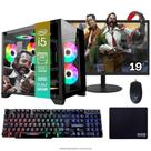 Computador PC Gamer Completo TOB Intel Core i5 SSD 480GB 16GB Gab Aquário Teclado Mouse Mouse Pad e Headset Gamer Monitor 19 Windows 10 Pro Trial