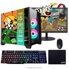Computador PC Gamer Completo TOB Intel Core i5 SSD 480GB 16GB Gabinete Aquário Teclado Mouse Mouse Pad e Headset Gamer Monitor 23" Windows 10 Pro Tria