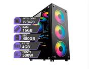 Computador PC Gamer Core i5 3470, 16GB, 480GB, Geforce gt 4GB, 500W, GB1749