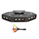 Comutador AV Qiilu Preto ABS Saída 3 em 1 com cabo AV DVD VCD V