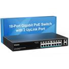 Comutador Ethernet VIMIN de 18 portas Gigabit PoE com 2 Uplink 250W