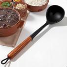 Concha De Silicone Média Cabo Madeira Para Servir Feijão Molhos Caldos Sopa Cozinha