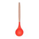 Concha Feijão Vermelho Silicone Cabo Bambu Cozinha Multiuso