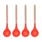 Concha Feijão Vermelho Silicone Cabo Bambu Multiuso - 4un