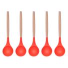 Concha Feijão Vermelho Silicone Cabo Bambu Multiuso - 5un