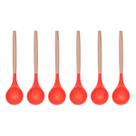 Concha Feijão Vermelho Silicone Cabo Bambu Multiuso - 6un