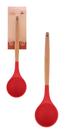 Concha Multiuso de Silicone Vermelho Cabo de Madeira com Furo