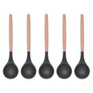 Concha Preto Silicone e Cabo de Bambu Cozinha Multiuso - 5un