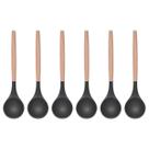 Concha Preto Silicone e Cabo de Bambu Cozinha Multiuso - 6un