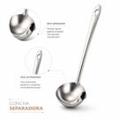 Concha Separadora de Gordura Aço Inox 304 Colher Tira Óleo para Sopa Caldos Molhos Dieta Saudável 30,5cm