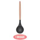 Concha Silicone Feijão Preto Cabo Bambu Cozinha Não Arranha
