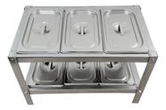Condimentadora Com Tampa 6 Cubas Inox 1/4 X 100mm Mesa