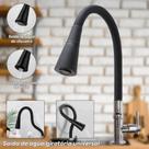 Cone De PulverizaçãO Dupla FlexíVel, Bancada De Cozinha Grande Torneira Vertical Semi Curva Preta Estilo:Estilo A Cone De PulverizaçãO Dupla FlexíVel, Bancada De Cozinha Grande Torneira Vertical Semi Curva Preta Estilo:Estilo A